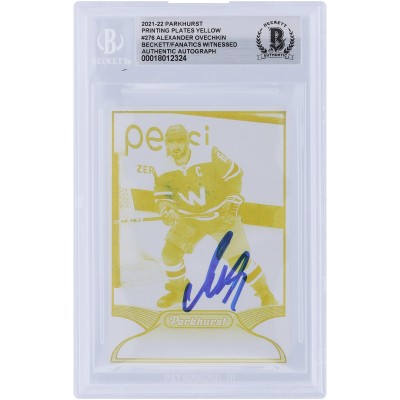 Alexander Ovechkin Washington Capitals Autographed 2021-22 Upper Deck Parkhurst Yellow Printing Plate #276 #1/1 Beckett Fanatics Witnessed Authenticated Card