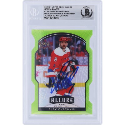 Alexander Ovechkin Washington Capitals Autographed 2020-21 Upper Deck Allure Green Quartz Die Cut #1 #/99 Beckett Fanatics Witnessed Authenticated Card
