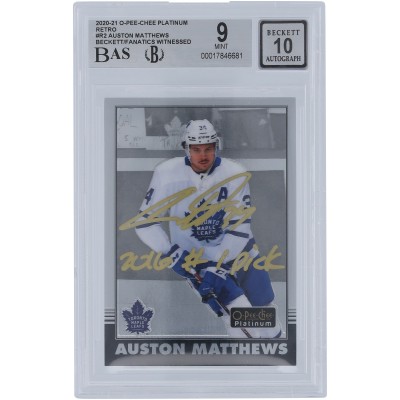 Auston Matthews Toronto Maple Leafs Autographed 2020-21 Upper Deck O-Pee-Chee Platinum Retro Gold Ink #R-2 Beckett Fanatics Witnessed Authenticated 9/10 Card with 2016 #1 Pick Inscription