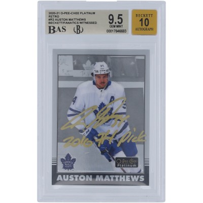 Auston Matthews Toronto Maple Leafs Autographed 2020-21 Upper Deck O-Pee-Chee Platinum Retro Gold Ink #R-2 Beckett Fanatics Witnessed Authenticated 9.5/10 Card with 2016 #1 Pick Inscription