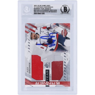Alexander Ovechkin Washington Capitals Autographed 2021-22 Upper Deck SP Games Used 21 Eastern Conference Banner Year Red Jersey Red/Gray Banner Relics #BYA-AO Beckett Fanatics Witnessed Authenticated 10 Card