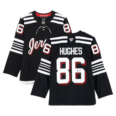 Игровая джерси Jack Hughes New Devils Autographed Fanatics Authentic Black Alternate Fanatics Premium