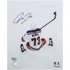 Matt Rempe New York Rangers Autographed Fanatics Authentic 8 x 10 White Jersey Overhead Photograph Matt Rempe New York Rangers Autographed Fanatics Authentic 8 x 10 White Jersey Overhead Photograph