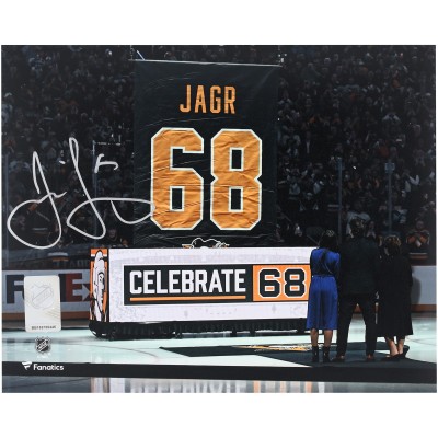 Jaromir Jagr Pittsburgh Penguins Autographed Fanatics Authentic 8 x 10 Jersey Retirement Ceremony Photograph