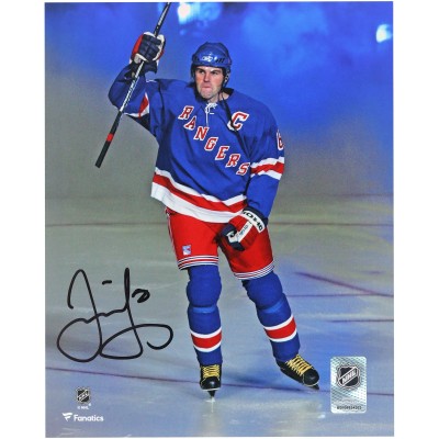 Jaromir Jagr New York Rangers Autographed Fanatics Authentic 8 x 10 Blue Jersey Saluting the Crowd Photograph
