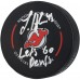 Luke Hughes New Jersey Devils Autographed Fanatics Authentic Official Game Puck with Lets Go Devils Inscription