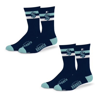 Unisex Seattle Kraken Starter Team Color 2-Stripe 2-Pack Crew Socks Set
