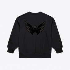 Washington Capitals Mitchell & Ness Black Phantom Fleece Crew Neck Sweatshirt