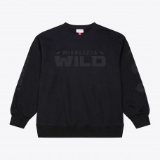 Minnesota Wild Mitchell & Ness Black Phantom Fleece Crew Neck Sweatshirt