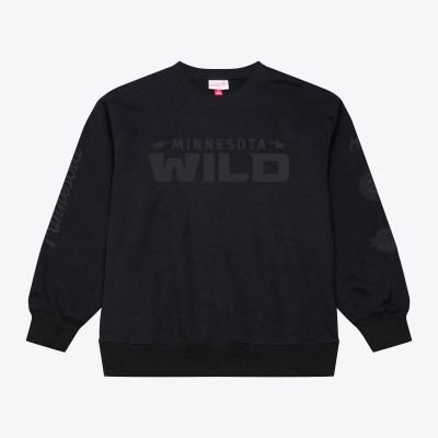 Minnesota Wild Mitchell & Ness Black Phantom Fleece Crew Neck Sweatshirt