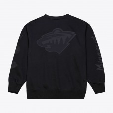 Minnesota Wild Mitchell & Ness Black Phantom Fleece Crew Neck Sweatshirt