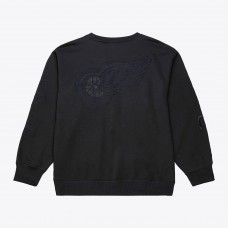 Detroit Red Wings Mitchell & Ness Black Phantom Fleece Crew Neck Sweatshirt
