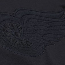 Detroit Red Wings Mitchell & Ness Black Phantom Fleece Crew Neck Sweatshirt
