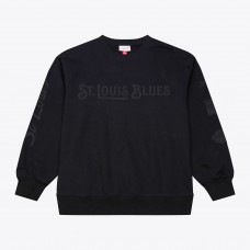 St. Louis Blues Mitchell & Ness Black Phantom Fleece Crew Neck Sweatshirt