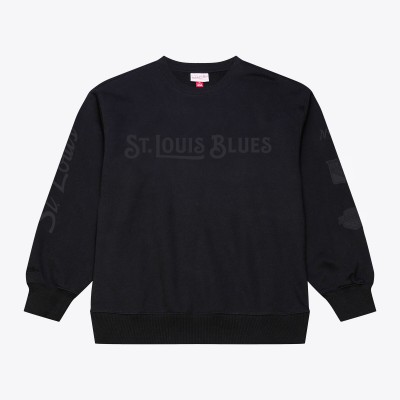 St. Louis Blues Mitchell & Ness Black Phantom Fleece Crew Neck Sweatshirt