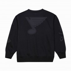 St. Louis Blues Mitchell & Ness Black Phantom Fleece Crew Neck Sweatshirt