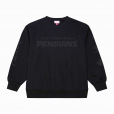 Pittsburgh Penguins Mitchell & Ness Black Phantom Fleece Crew Neck Sweatshirt