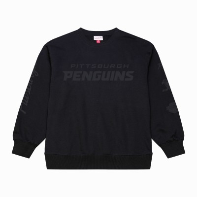 Pittsburgh Penguins Mitchell & Ness Black Phantom Fleece Crew Neck Sweatshirt