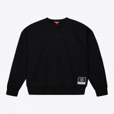 Unisex Detroit Red Wings Mitchell & Ness Black Phantom Fleece Crew Neck Sweatshirt