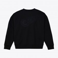 Unisex Detroit Red Wings Mitchell & Ness Black Phantom Fleece Crew Neck Sweatshirt