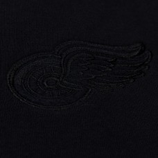 Unisex Detroit Red Wings Mitchell & Ness Black Phantom Fleece Crew Neck Sweatshirt