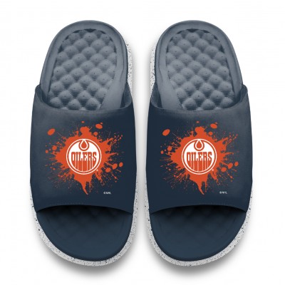Unisex Edmonton Oilers ISlide Centered Logo Splat Motive Slide Sandals