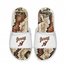 Unisex New Jersey Devils ISlide White Stacked Snake Gel Slide Sandals