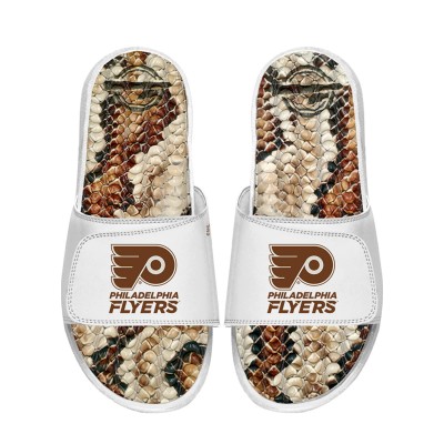 Unisex Philadelphia Flyers ISlide White Stacked Snake Gel Slide Sandals