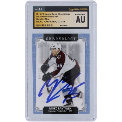 Mikko Rantanen Colorado Avalanche Autographed 2019-20 Upper Deck Chronology Metallic Blue #162 #/122 CGC Authenticated Card