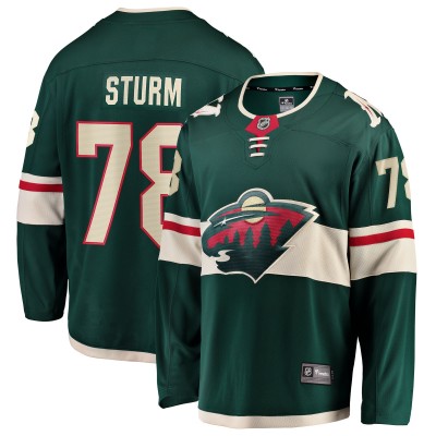 Джерси Minnesota Wild Nico Sturm Fanatics Green Home Breakaway