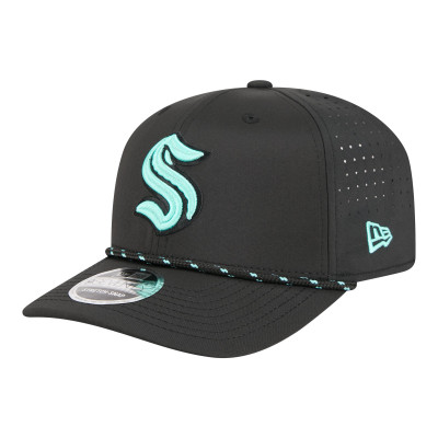 Бейсболка Seattle Kraken New Era Black Sport Vented 9SEVENTY Rope