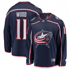 Джерси Columbus Blue Jackets Miles Wood Fanatics Navy Home Breakaway