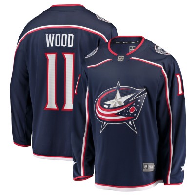 Джерси Columbus Blue Jackets Miles Wood Fanatics Navy Home Breakaway