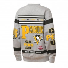 Кофта Подростковая Pittsburgh Penguins Mitchell & Ness Heather Gray Allover Print Fleece Crewneck