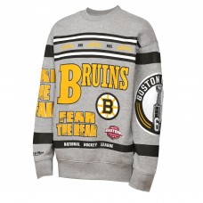 Кофта Подростковая Boston Bruins Mitchell & Ness Heather Gray Allover Print Fleece Crewneck