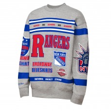 Кофта New York Rangers Mitchell & Ness Heather Gray Allover Print Fleece Crewneck