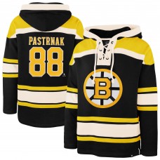 Boston Bruins David Pastrnak 47 Gray Player Name & Number Lacer Hoodie