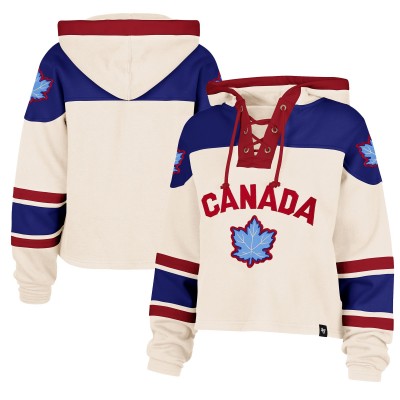 Женская Hockey Canada 47 Cream Cropped Superior Lacer Hoodie