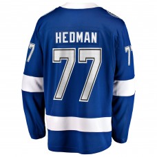 Джерси Tampa Bay Lightning Victor Hedman Fanatics Blue Home Captain Patch Breakaway