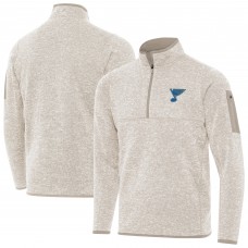 St. Louis Blues Antigua Oatmeal Fortune Quarter-Zip Pullover Jacket