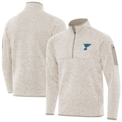 St. Louis Blues Antigua Oatmeal Fortune Quarter-Zip Pullover Jacket