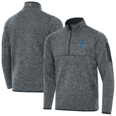 St. Louis Blues Antigua Heather Gray Fortune Quarter-Zip Pullover Jacket