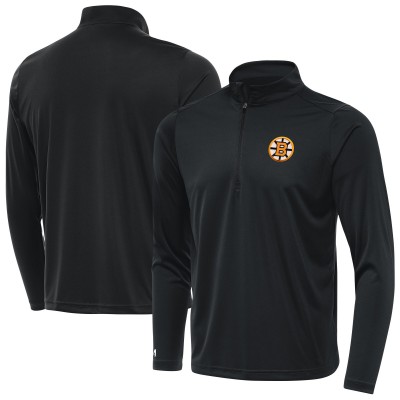 Boston Bruins Antigua Gray Tribute Lightweight Quarter-Zip Pullover