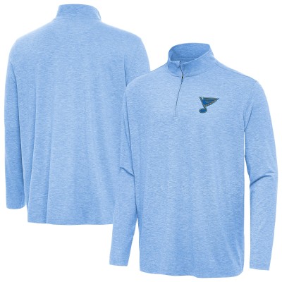 St. Louis Blues Antigua Heather Blue Hunk Lightweight Quarter-Zip Pullover