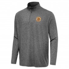 Boston Bruins Antigua Heather Black Hunk Lightweight Quarter-Zip Pullover