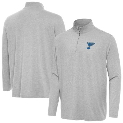 St. Louis Blues Antigua Heather Gray Hunk Lightweight Quarter-Zip Pullover