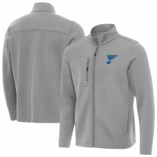 St. Louis Blues Antigua Gray Objection Double-Brushed Full-Zip Jacket