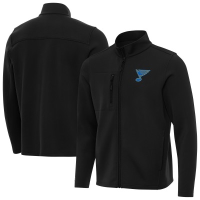 St. Louis Blues Antigua Black Objection Double-Brushed Full-Zip Jacket