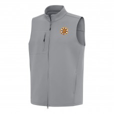Boston Bruins Antigua Gray Demand Full-Zip Vest