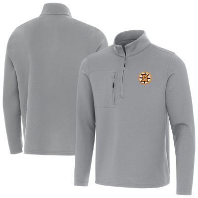 Boston Bruins Antigua Gray Insider Quarter-Zip Pullover